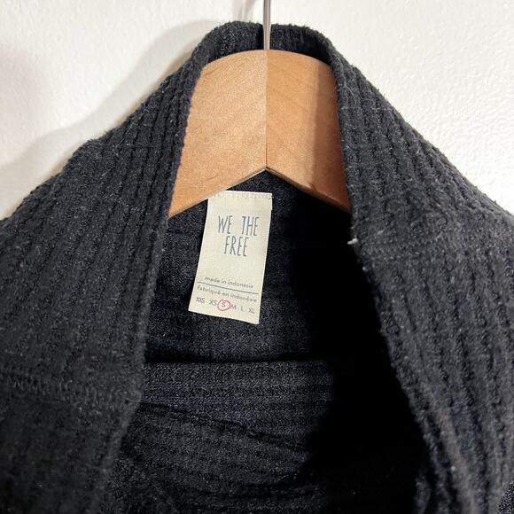 Free People Black Waffle Knit Tunic - Picture 3 of 6